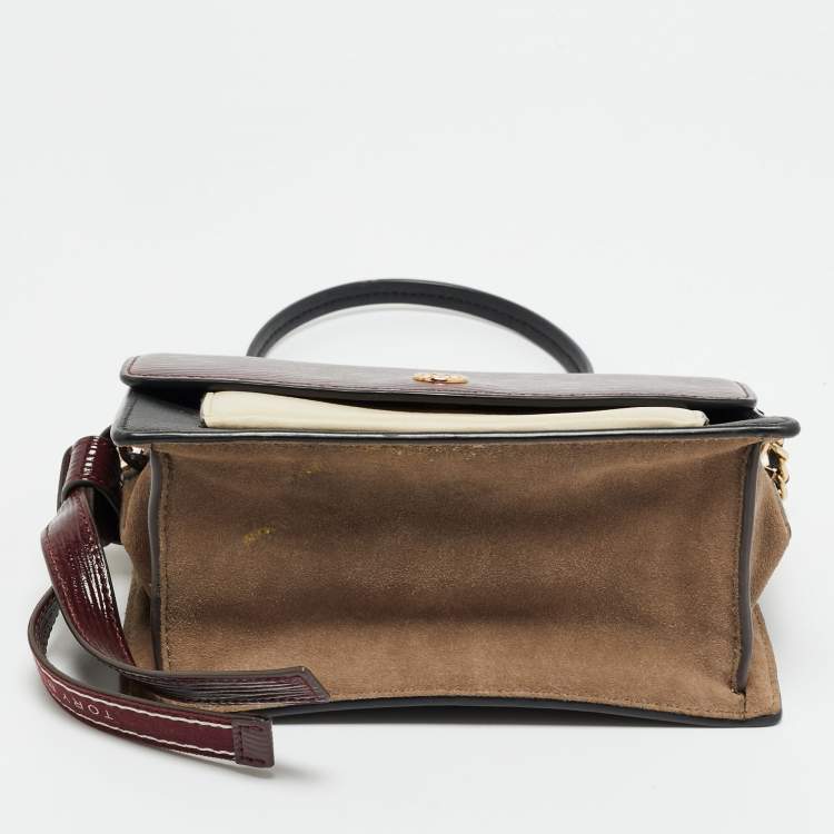 Pre Owned Tory Burch Robinson Multicolor Mixed Leather Shoulder Bag