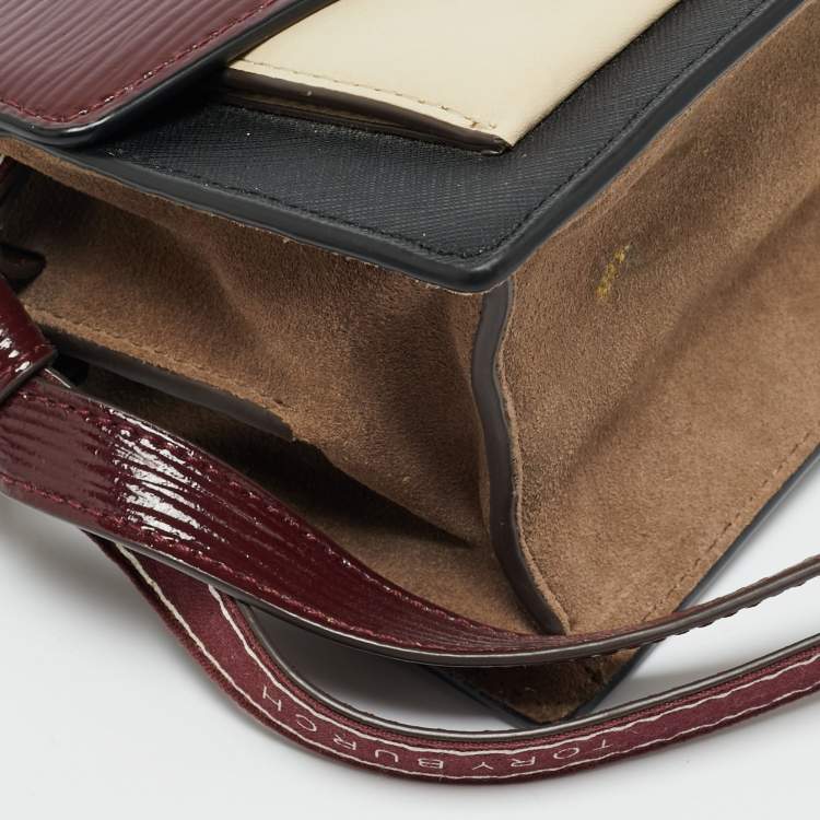 Pre Owned Tory Burch Robinson Multicolor Mixed Leather Shoulder Bag