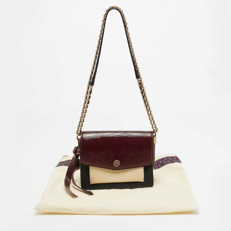 Pre Owned Tory Burch Robinson Multicolor Mixed Leather Shoulder Bag