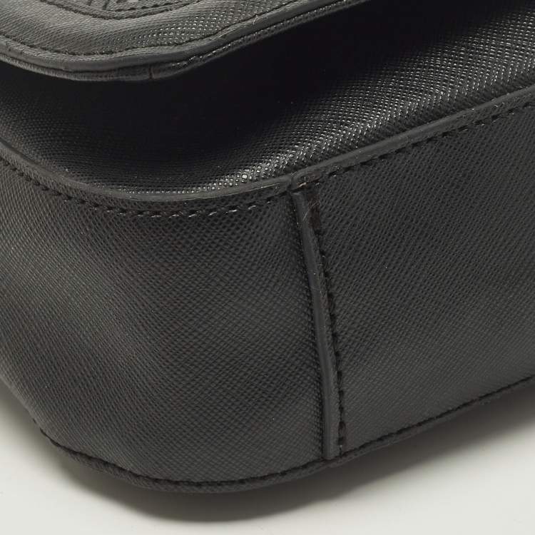 Pre Owned Tory Burch Patchwork Robinson Black Leather Chain Shoulder Bag