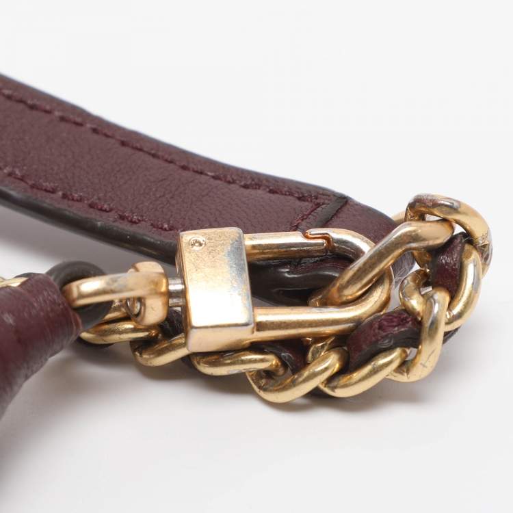 مملوكة مسبقًا Tory Burch Fleming Small Burgundy Leather Shoulder Bag