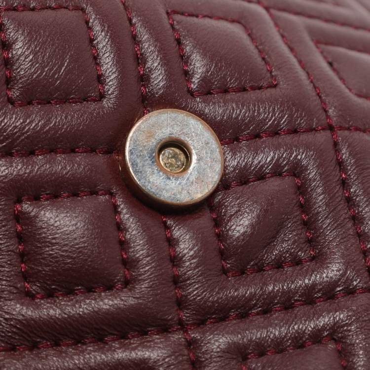 مملوكة مسبقًا Tory Burch Fleming Small Burgundy Leather Shoulder Bag