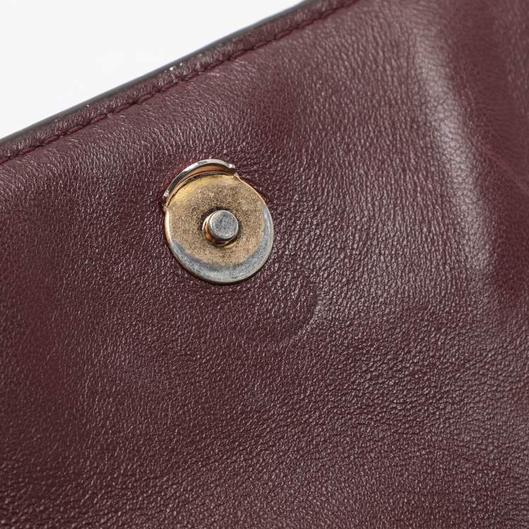 مملوكة مسبقًا Tory Burch Fleming Small Burgundy Leather Shoulder Bag