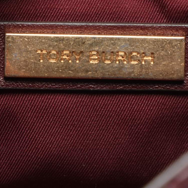 مملوكة مسبقًا Tory Burch Fleming Small Burgundy Leather Shoulder Bag