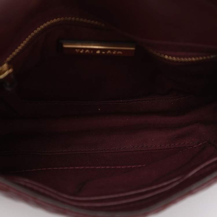 مملوكة مسبقًا Tory Burch Fleming Small Burgundy Leather Shoulder Bag