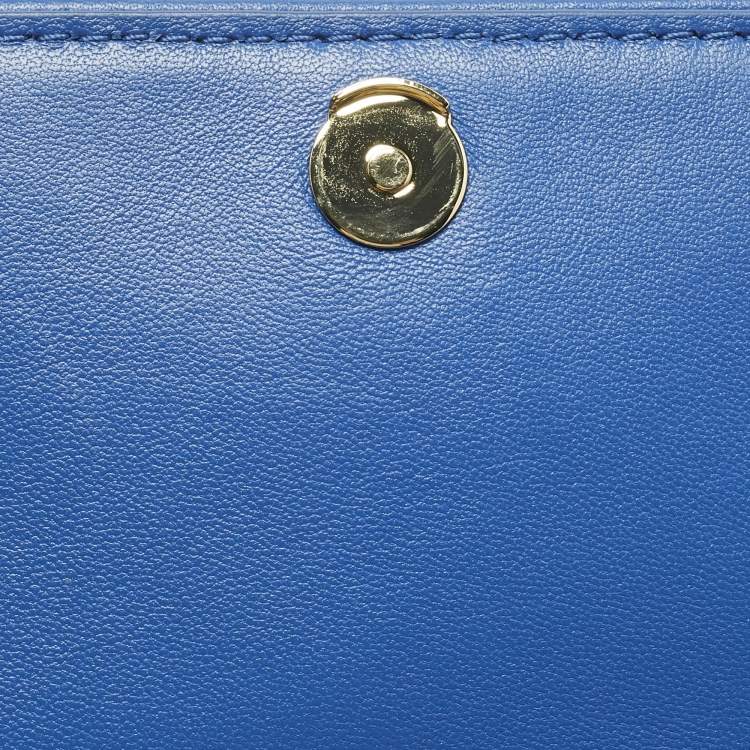 Pre Owned Tory Burch Alexa Blue Quilted Leather Shoulder Bag