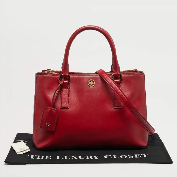 مملوكة مسبقًا Tory Burch Robinson Double Zip Red Leather Tote