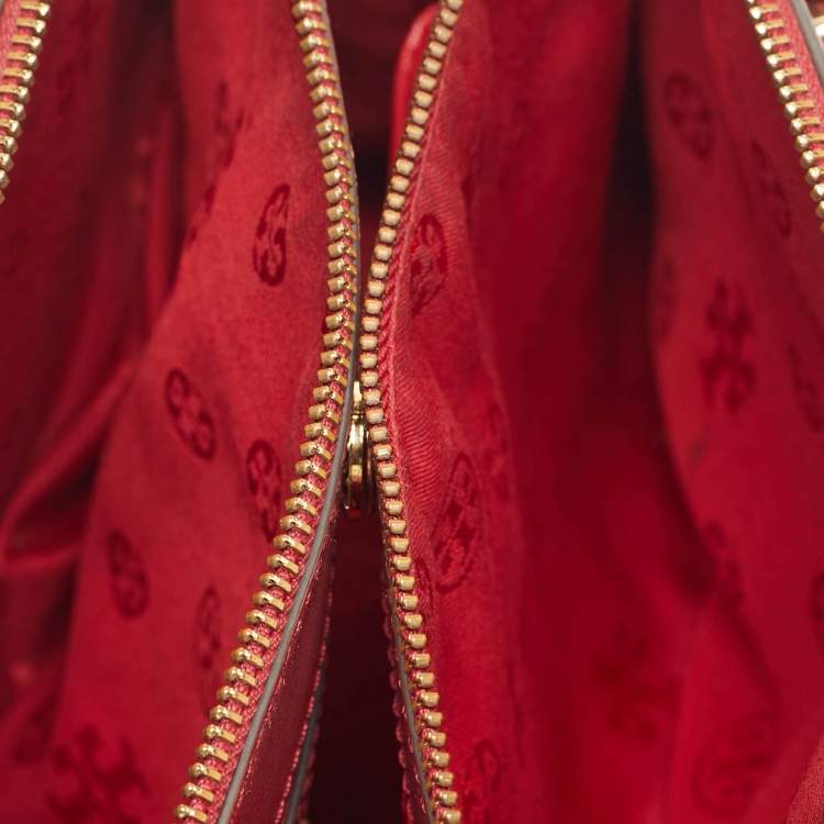 مملوكة مسبقًا Tory Burch Robinson Double Zip Red Leather Tote