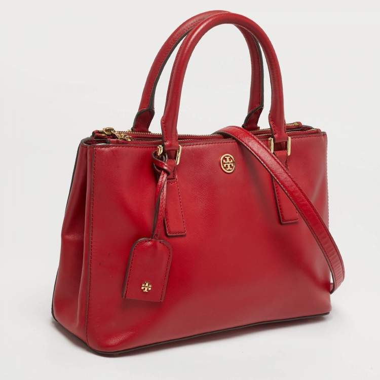 مملوكة مسبقًا Tory Burch Robinson Double Zip Red Leather Tote
