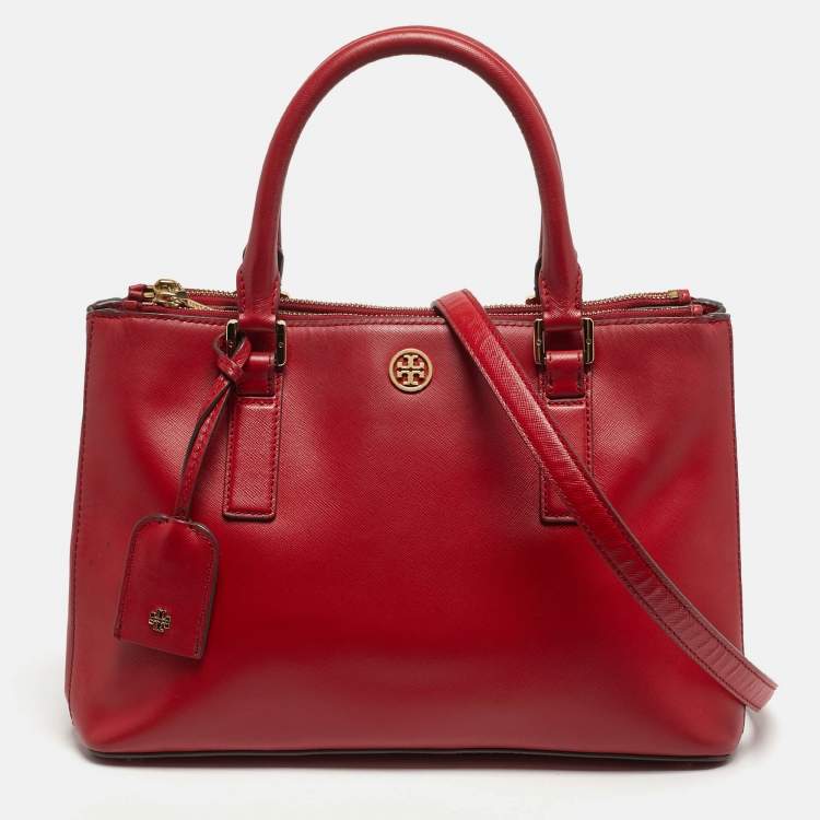 مملوكة مسبقًا Tory Burch Robinson Double Zip Red Leather Tote