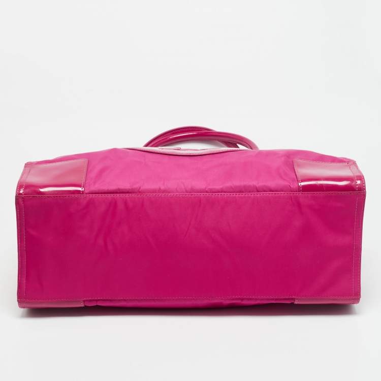 Pre Owned Tory Burch Ella Large Pink Nylon and Patent Leather Tote