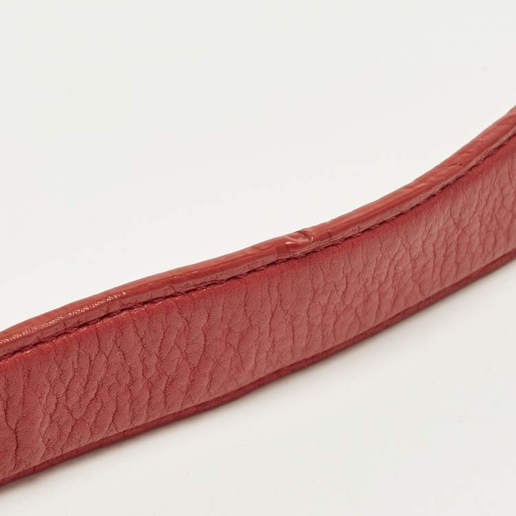 Pre Owned Tory Burch Perforated Logo Flap Red Leather Crossbody Bag