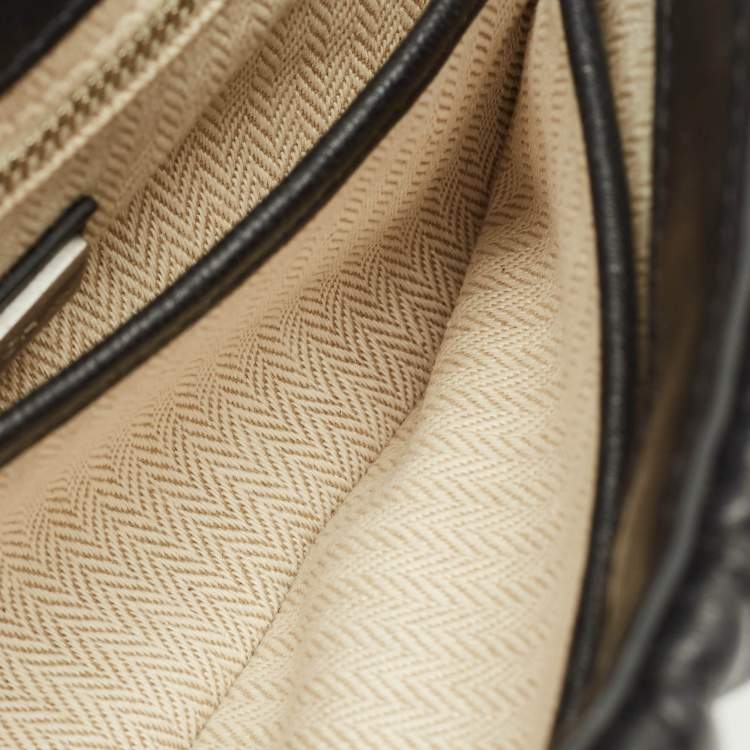 Pre Owned Tory Burch Kira Ruched Small Black Leather Crossbody Bag