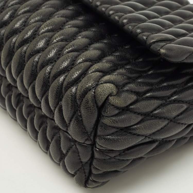 Pre Owned Tory Burch Kira Ruched Small Black Leather Crossbody Bag