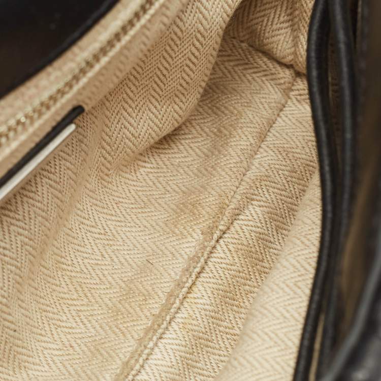 Pre Owned Tory Burch Kira Ruched Small Black Leather Crossbody Bag