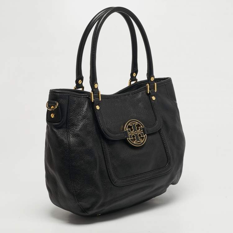 Pre Owned Tory Burch Amanda Black Leather Tote
