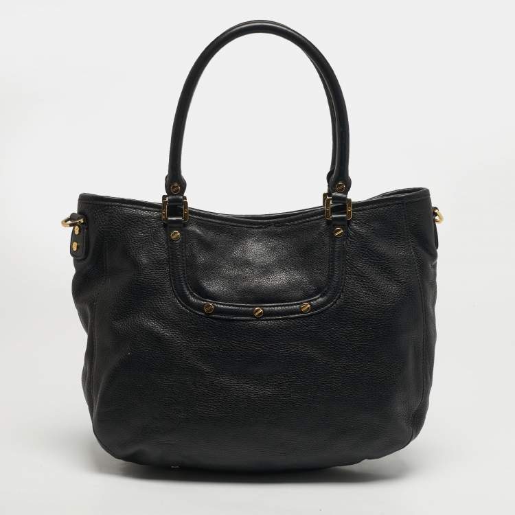 Pre Owned Tory Burch Amanda Black Leather Tote