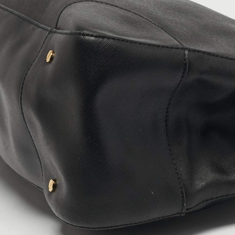 Pre Owned Tory Burch Robinson Double Zip Large Black Leather Tote