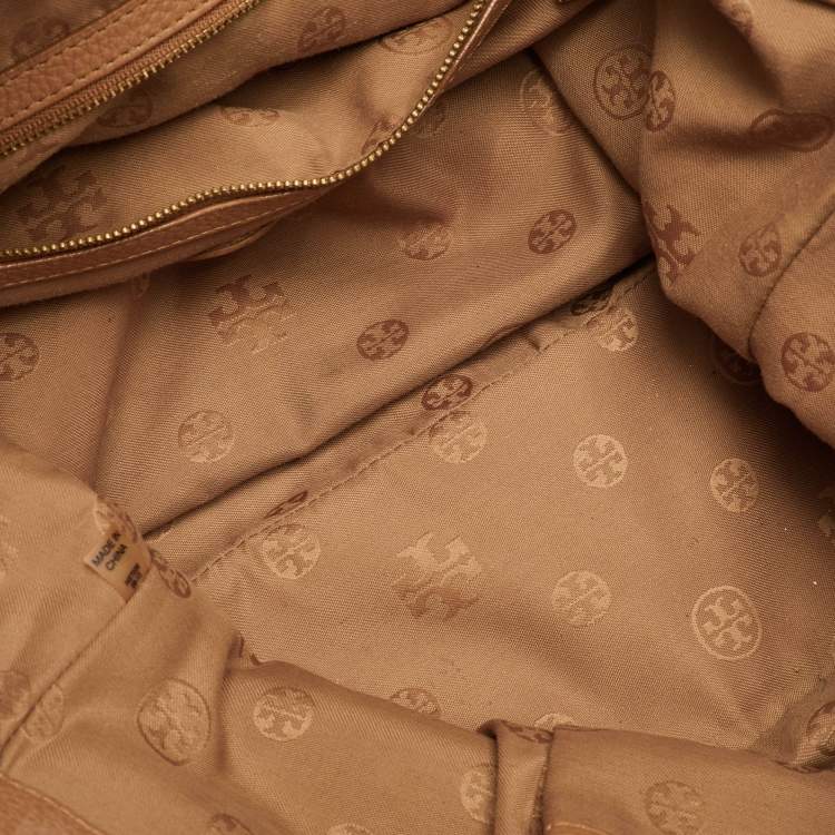 Pre Owned Tory Burch Marion Whipstitch Brown Leather Tote