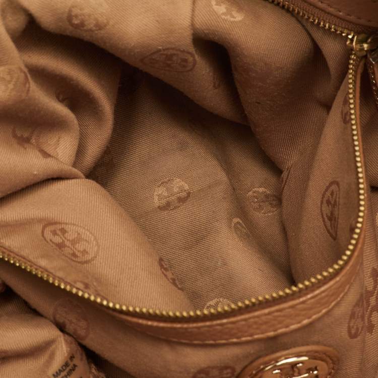 Pre Owned Tory Burch Marion Whipstitch Brown Leather Tote