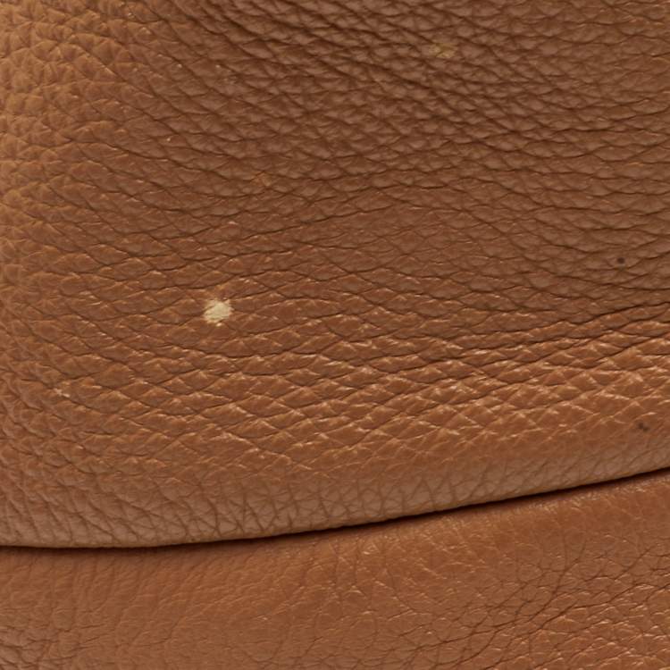 Pre Owned Tory Burch Marion Whipstitch Brown Leather Tote