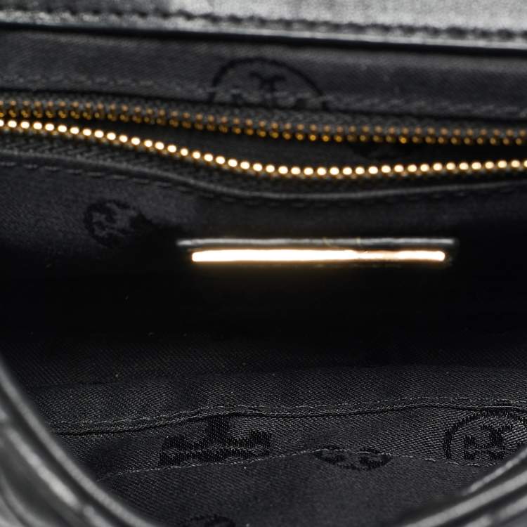 Pre Owned Tory Burch Fleming Small Black Leather Shoulder Bag