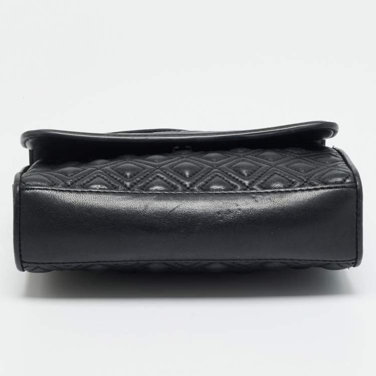 Pre Owned Tory Burch Fleming Small Black Leather Shoulder Bag