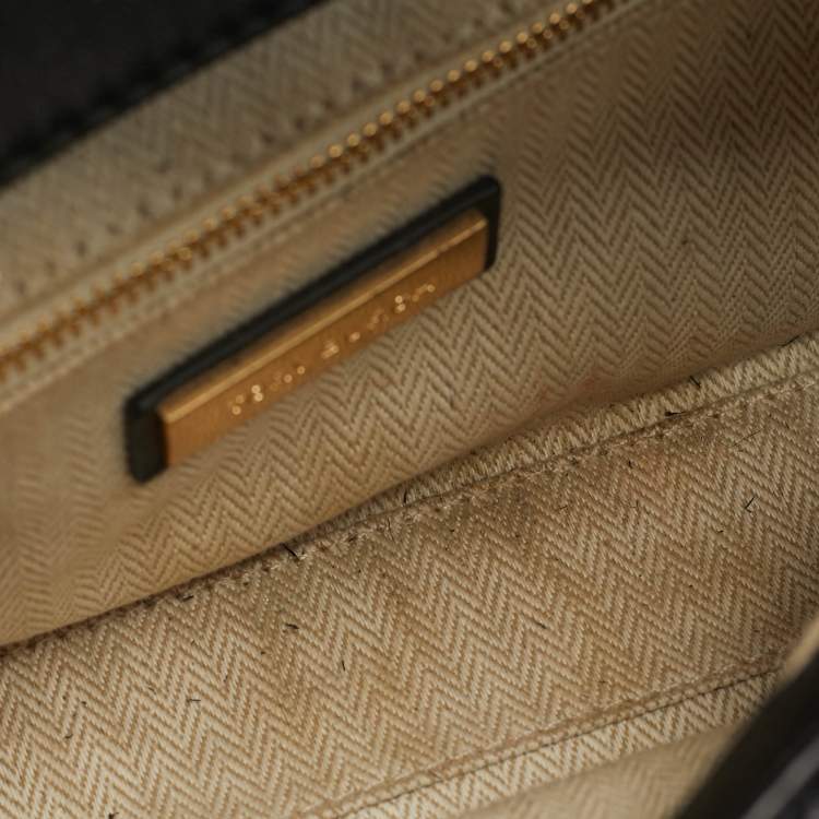 مملوكة مسبقًا Tory Burch Fleming Crochet Small Black Straw Shoulder Bag