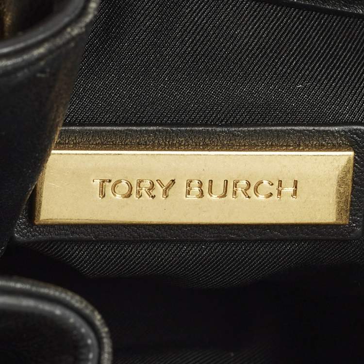 Pre Owned Tory Burch Fleming Chain Mini Black Leather Backpack