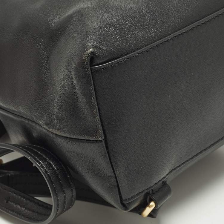 Pre Owned Tory Burch Fleming Chain Mini Black Leather Backpack