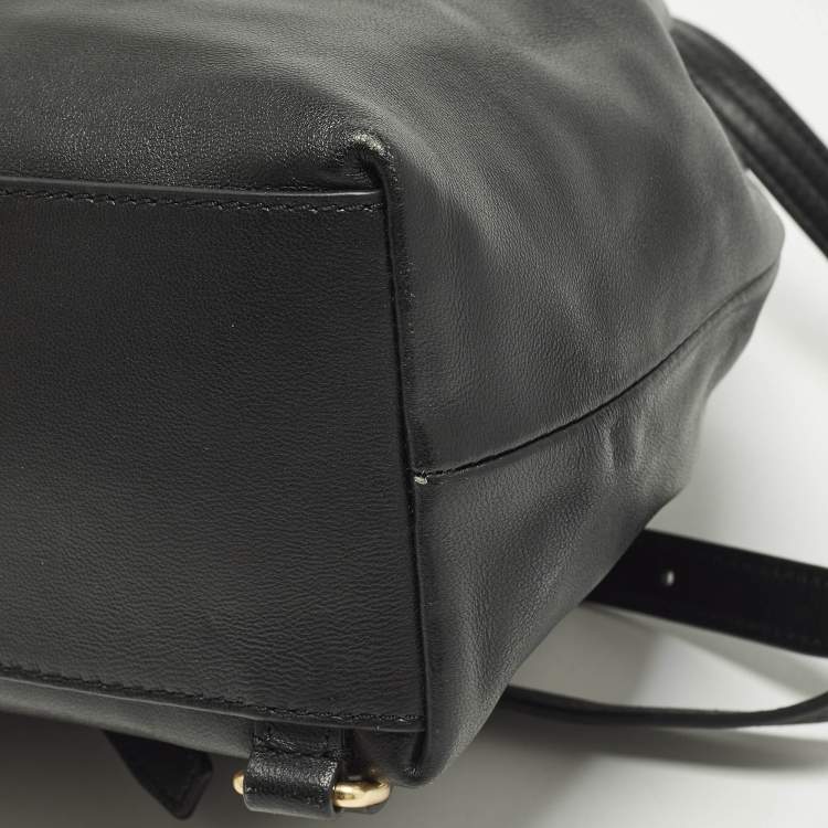 Pre Owned Tory Burch Fleming Chain Mini Black Leather Backpack