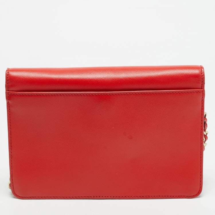 Pre Owned Tory Burch Kira Envelope Red Leather Flap Shoulder Bag
