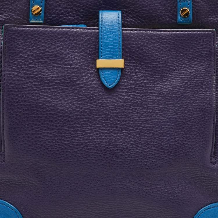 Pre Owned Tory Burch Multicolor Leather Colorblock Shopper Tote