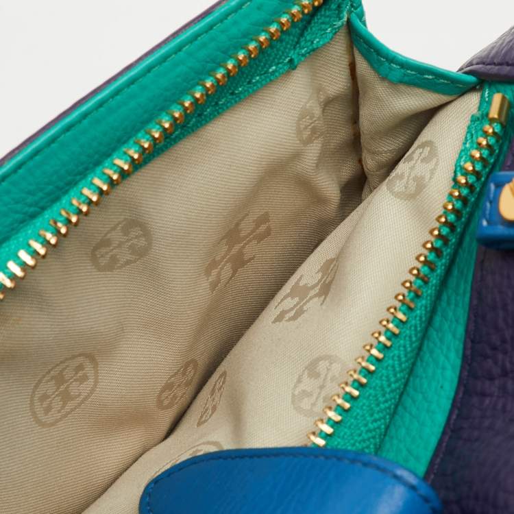 Pre Owned Tory Burch Multicolor Leather Colorblock Shopper Tote