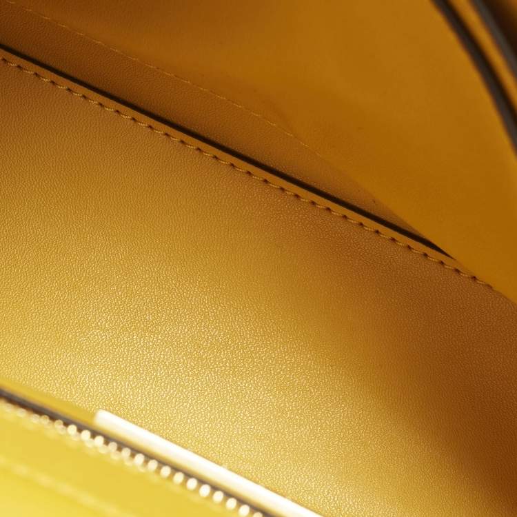 Pre Owned Tory Burch Fleming Yellow Leather Convertible Shoulder Bag