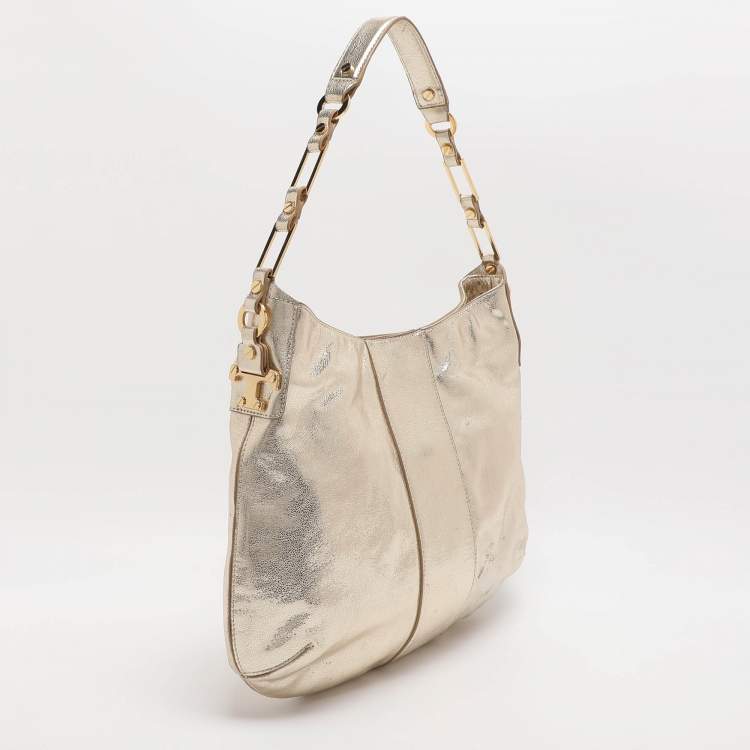 Pre Owned Tory Burch Gold Leather Hobo