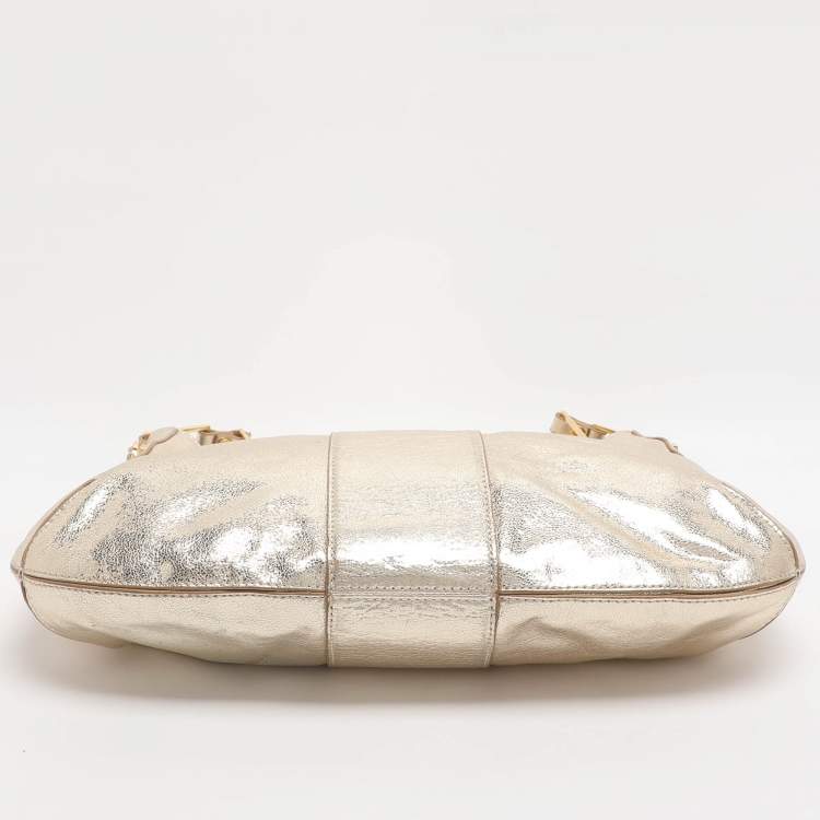 Pre Owned Tory Burch Gold Leather Hobo