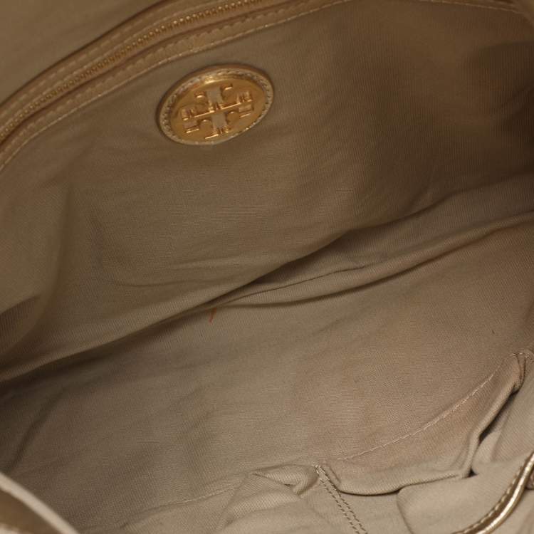 Pre Owned Tory Burch Gold Leather Hobo