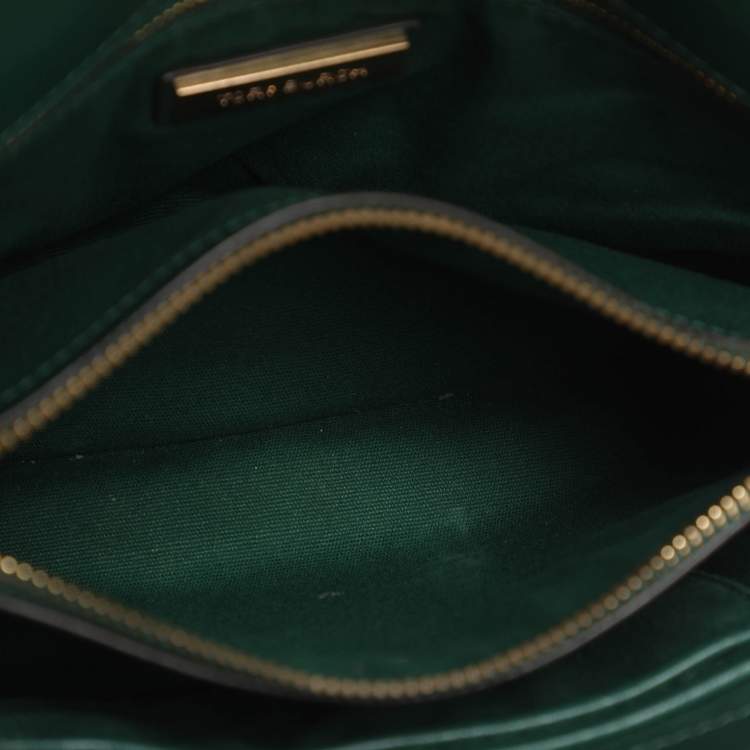 Pre Owned Tory Burch Kira Green Chevron Leather Shoulder Bag