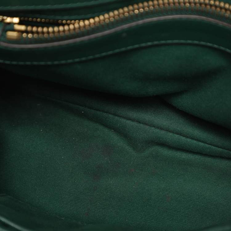 Pre Owned Tory Burch Kira Green Chevron Leather Shoulder Bag