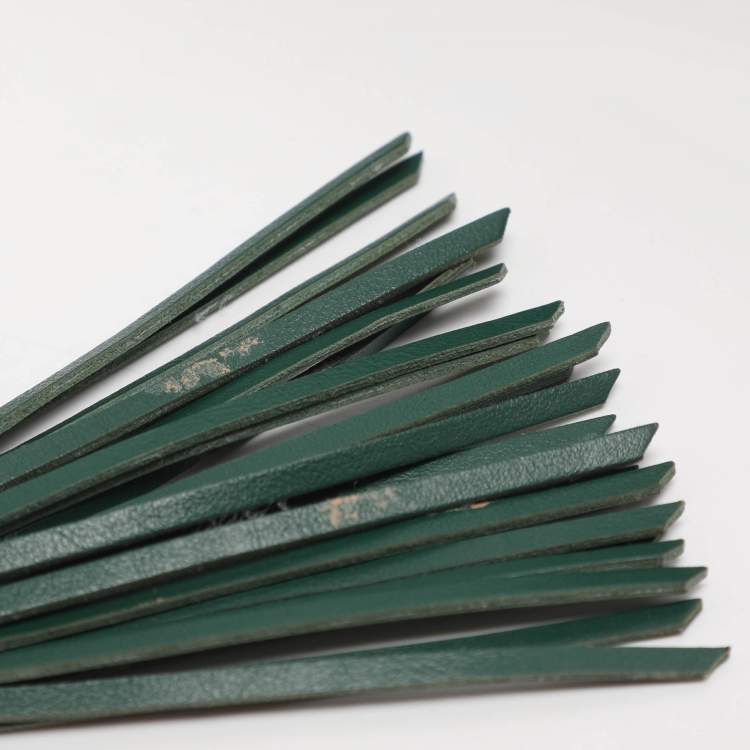 Pre Owned Tory Burch Kira Green Chevron Leather Shoulder Bag