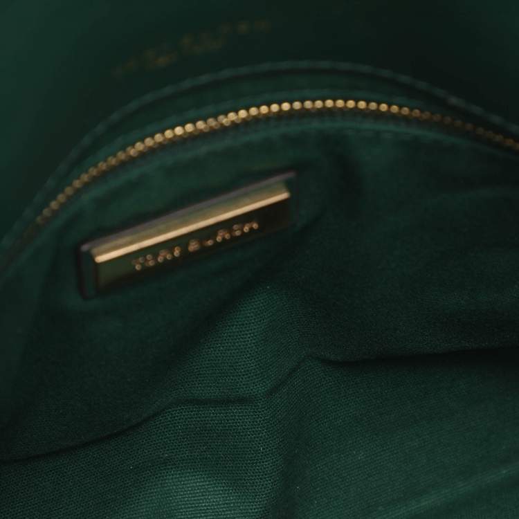 Pre Owned Tory Burch Kira Green Chevron Leather Shoulder Bag