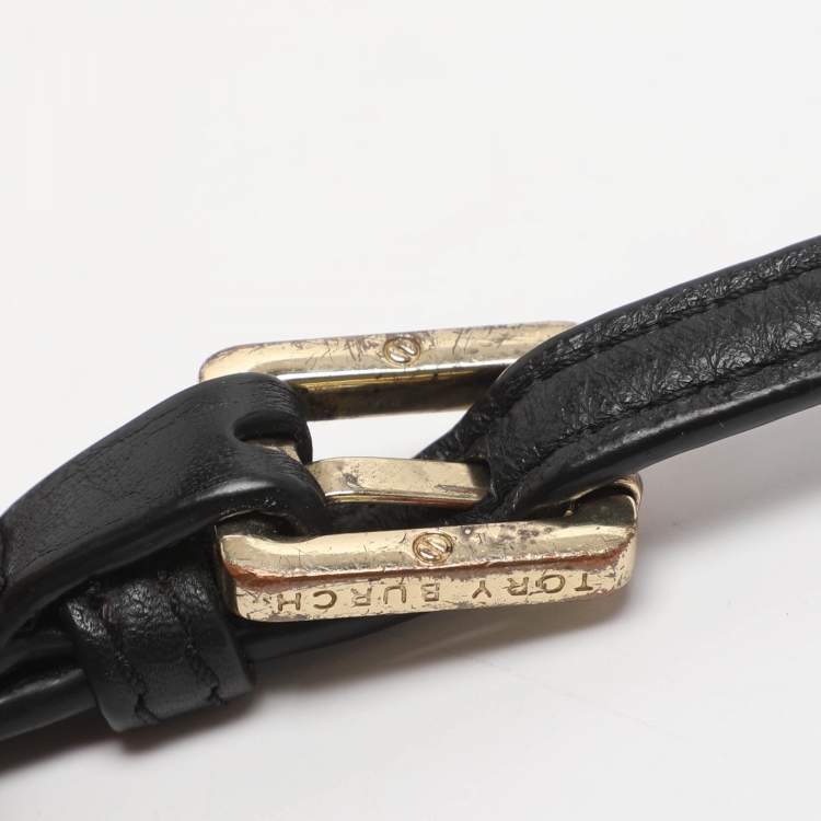 Pre Owned Tory Burch Britten Black Leather Shoulder Bag