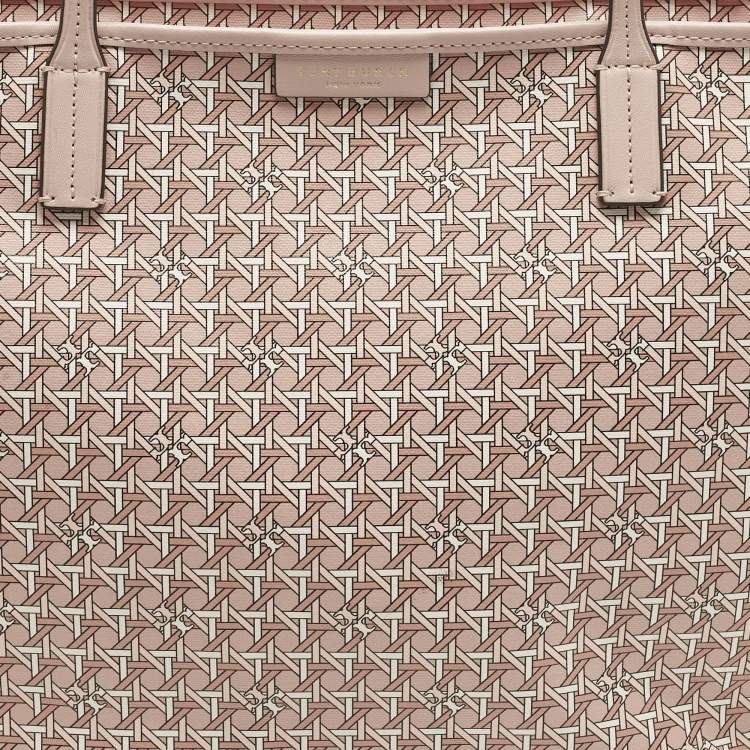 Pre Owned Tory Burch Ever Ready Light Pink Printed Coated Canvas Tote