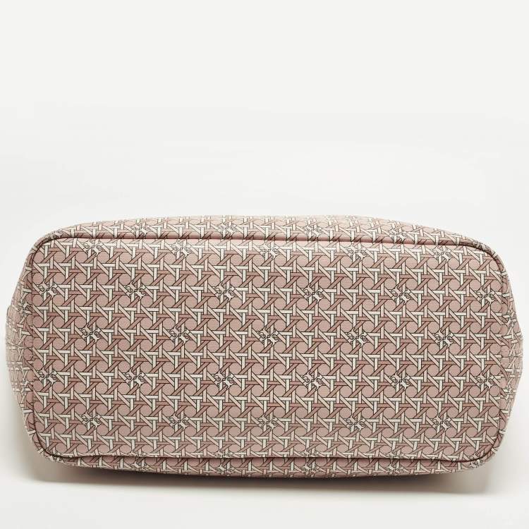 Pre Owned Tory Burch Ever Ready Light Pink Printed Coated Canvas Tote