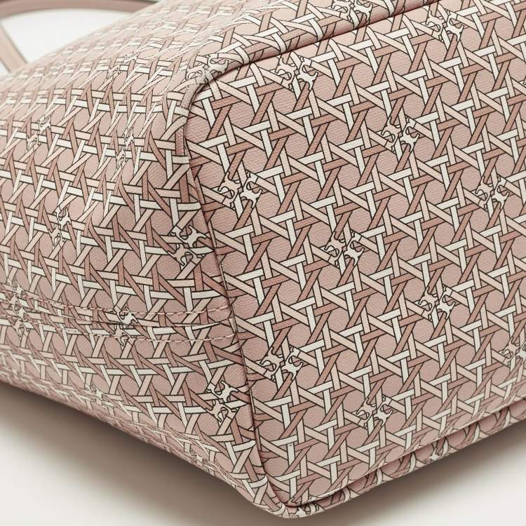 Pre Owned Tory Burch Ever Ready Light Pink Printed Coated Canvas Tote
