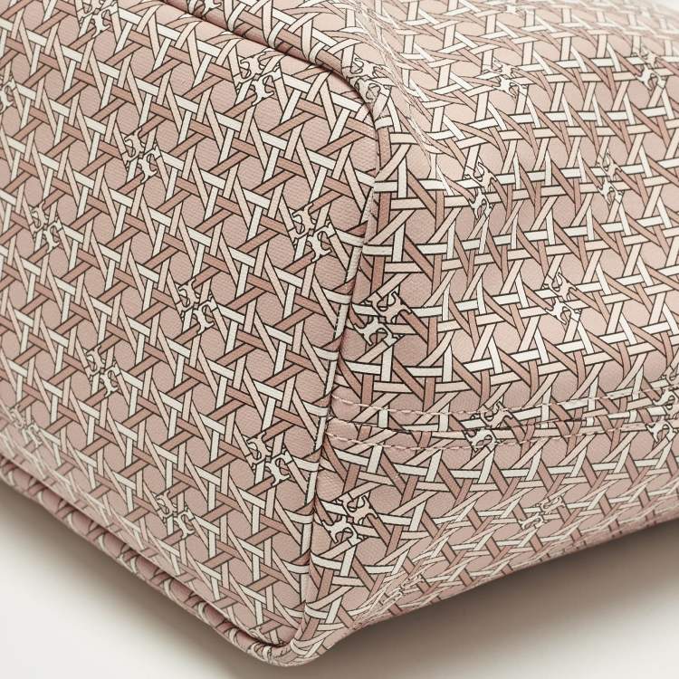 Pre Owned Tory Burch Ever Ready Light Pink Printed Coated Canvas Tote