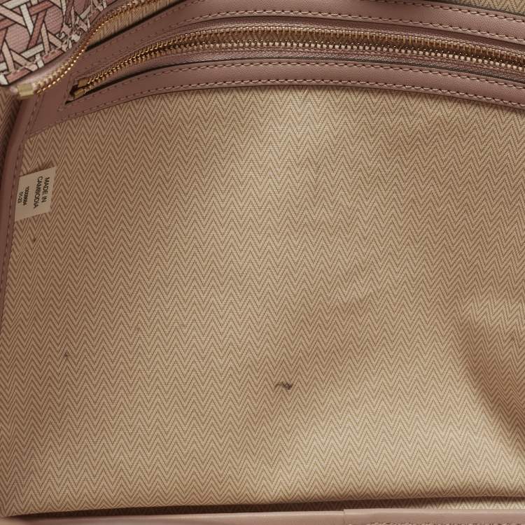 Pre Owned Tory Burch Ever Ready Light Pink Printed Coated Canvas Tote
