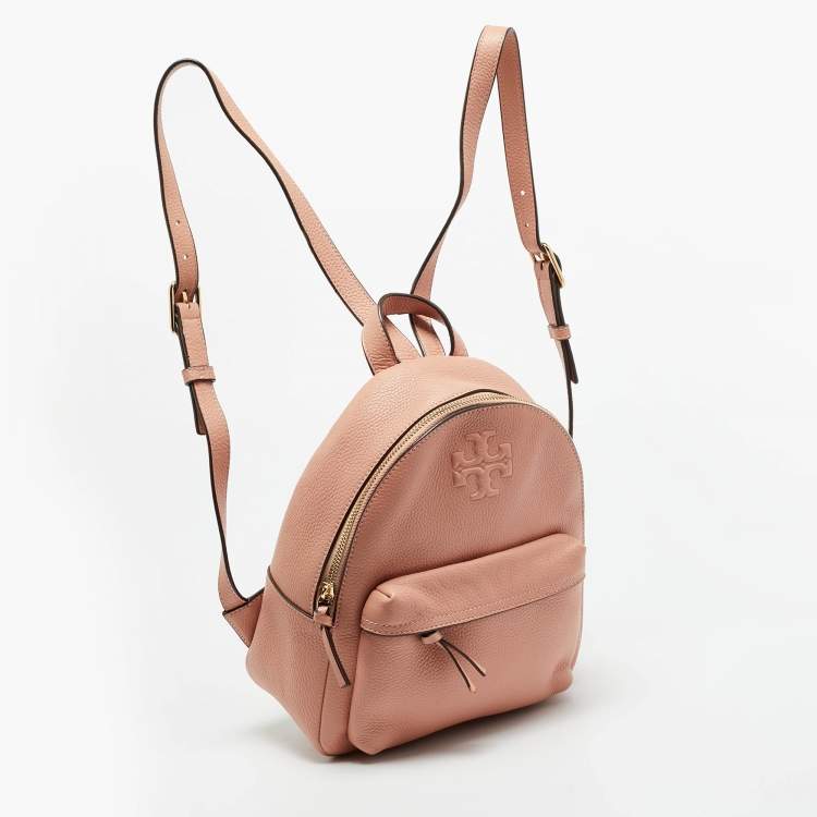 Pre Owned Tory Burch Thea Mini Peach Leather Backpack