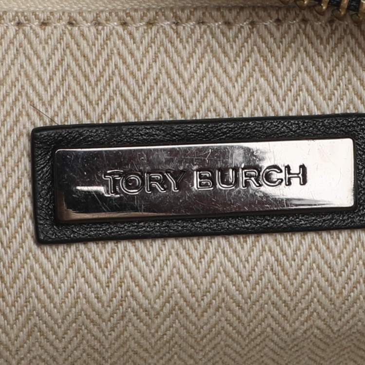 Pre Owned Tory Burch Kira Small Black Chevron Leather Crossbody Bag